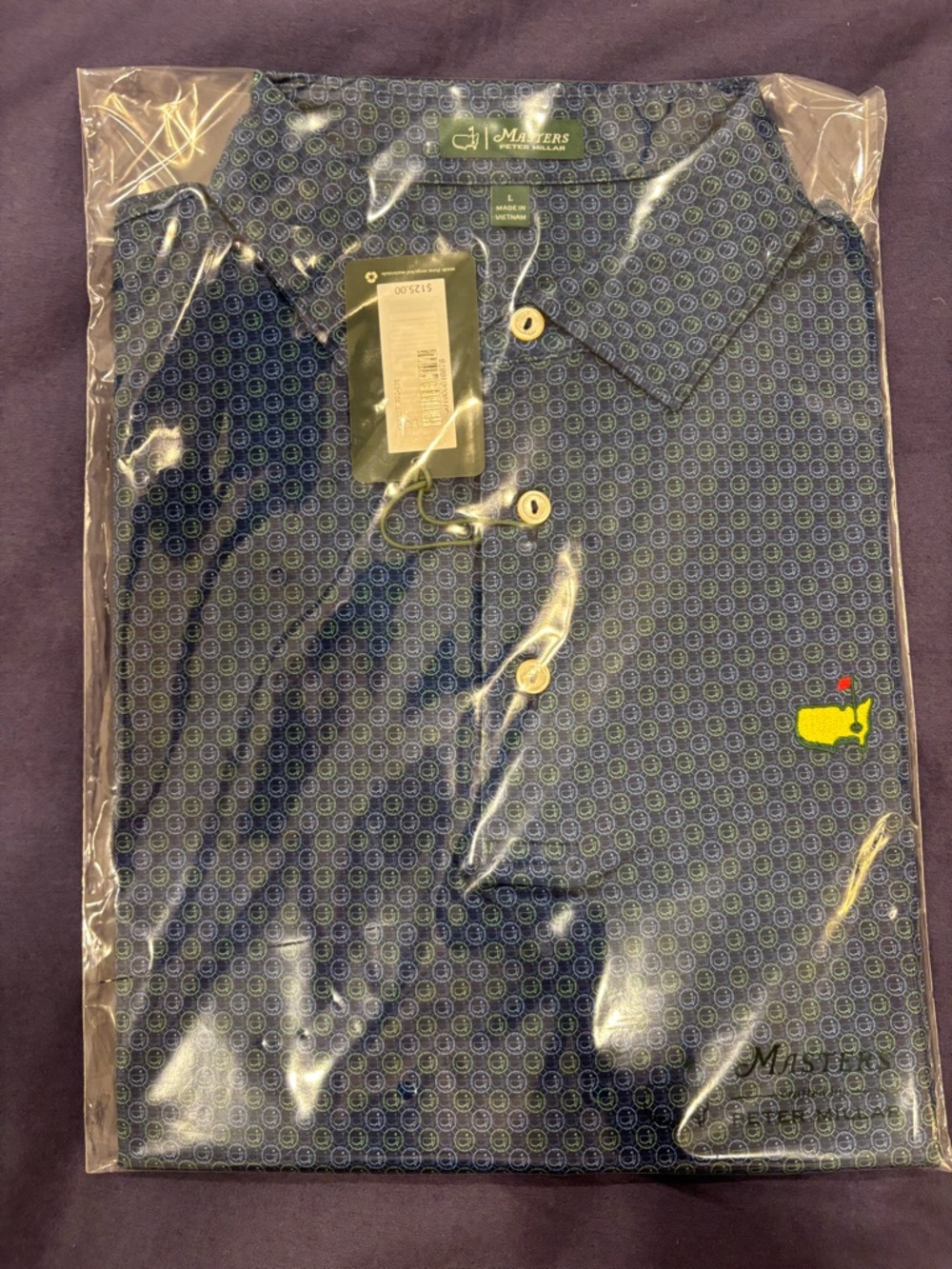 2026 Masters Tournament Peter Millar Blue Logos Golf Polo Men's Large NWT